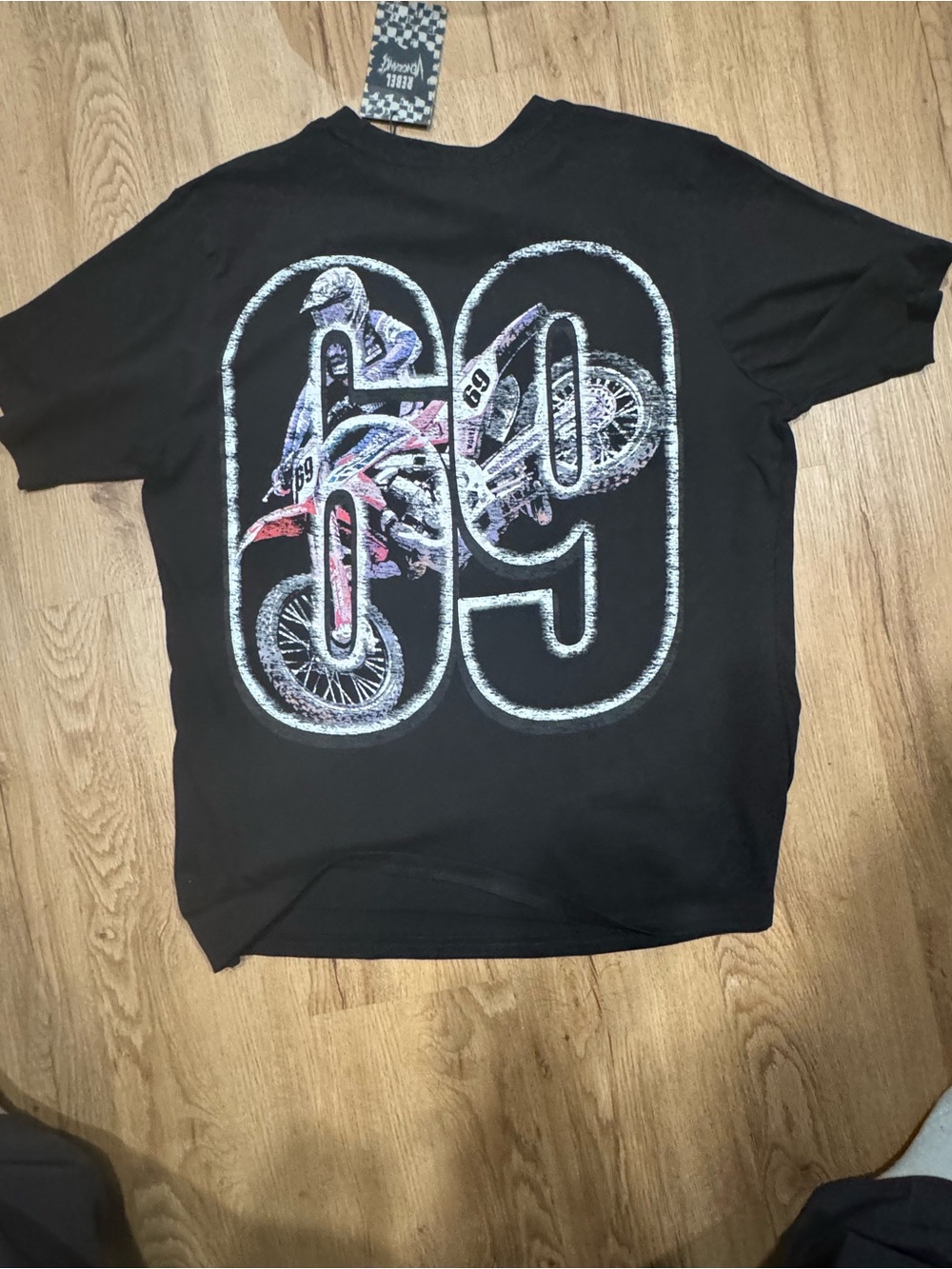 rebel Black Short Sleeve Moto Graphic Tee with Yellow Lettering - Picture 2 of 8